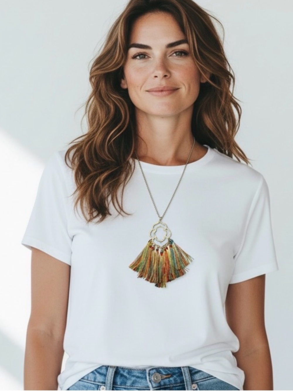 Multicolor Tassel Pendant Necklace NIP